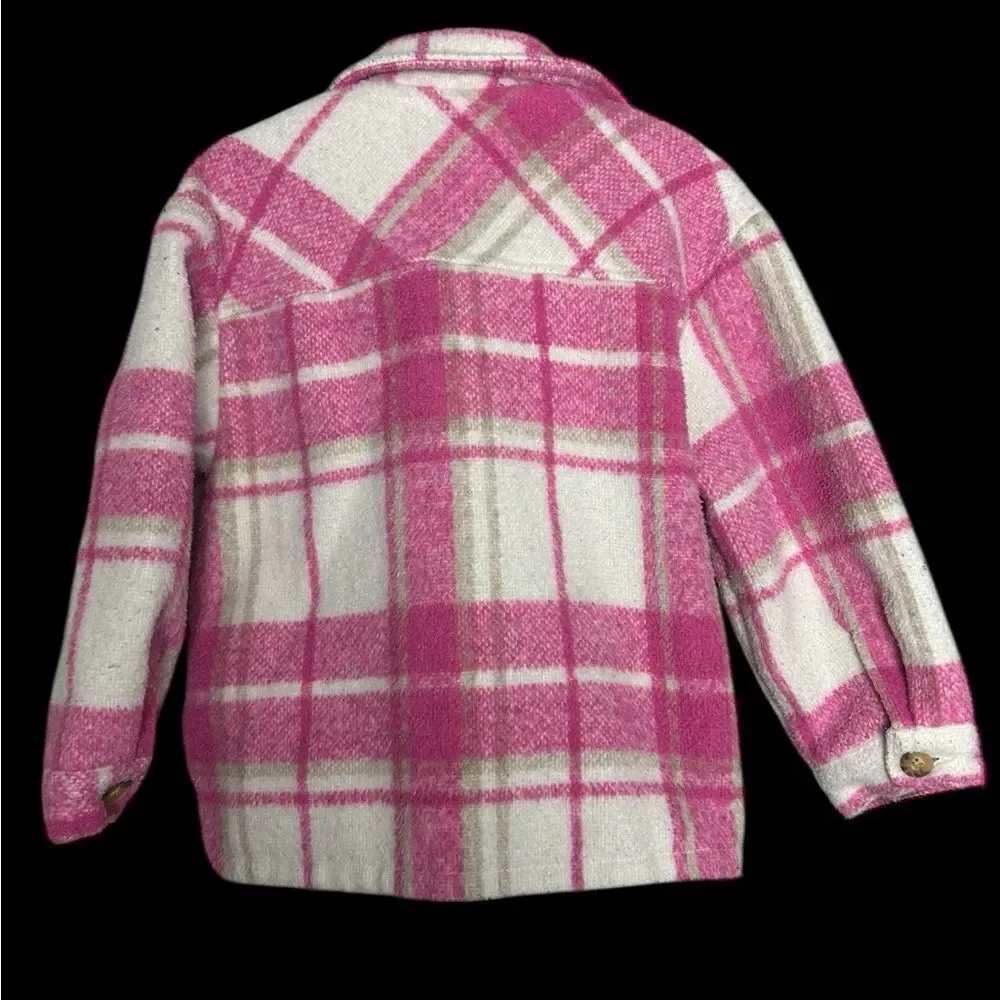 Girls Zara Pink and White Plaid Jacket 4/5